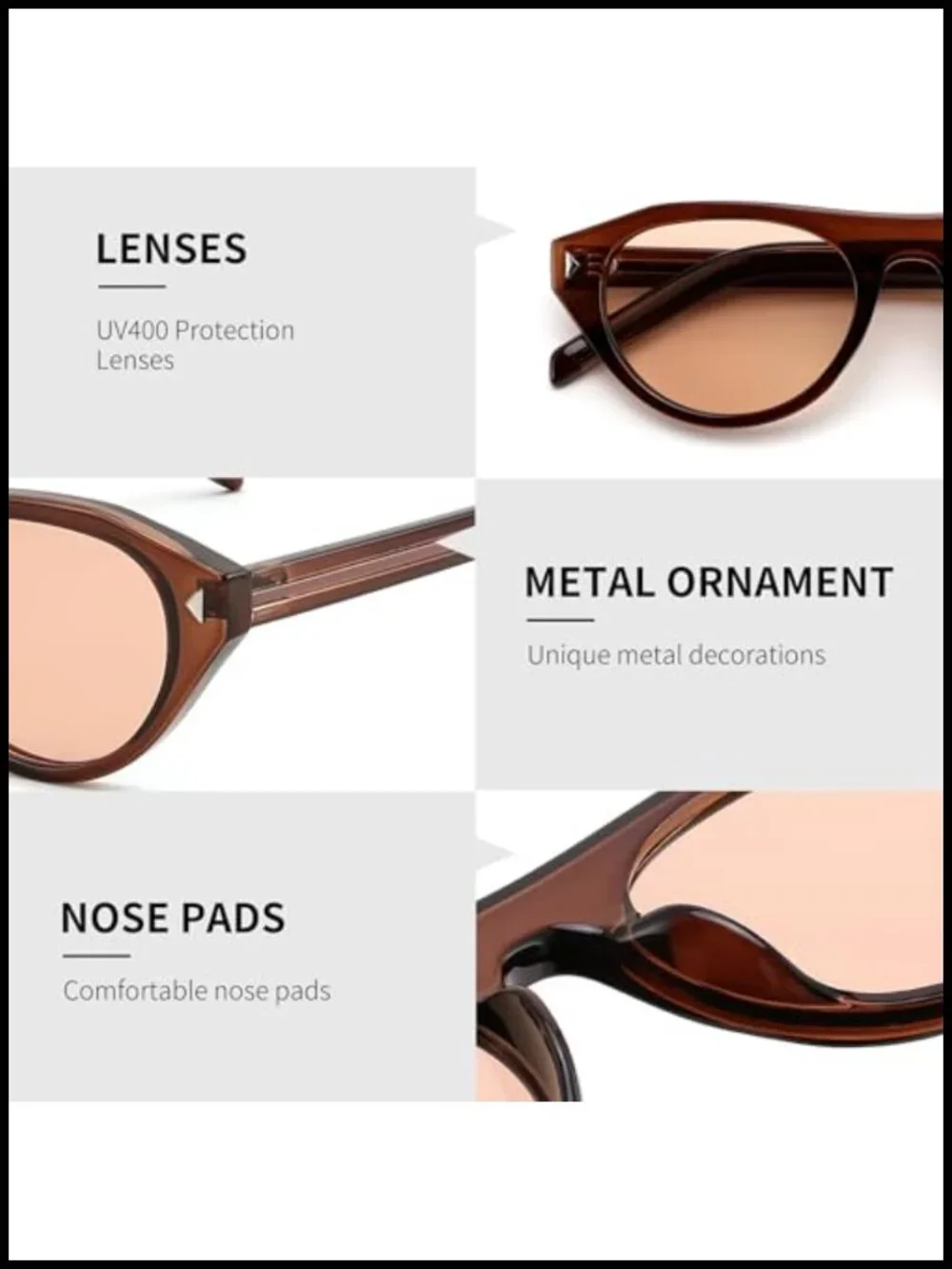 Retro Oval Cat Eye Sunglasses UV400 Protection Narrow Round